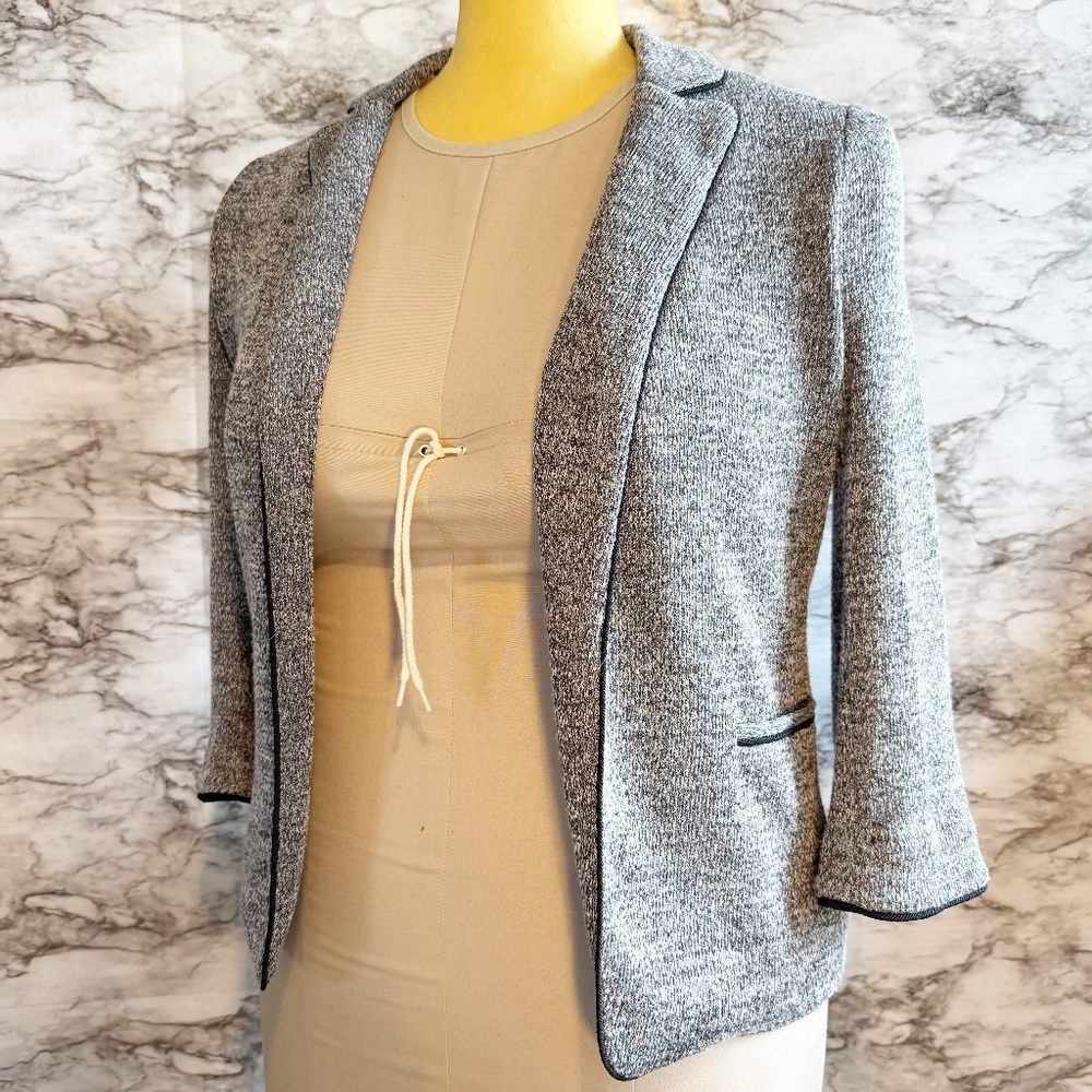 Skies Are Blue Gray Blazer with Black Edge Detailing